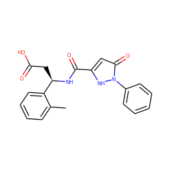 Cc1ccccc1[C@@H](CC(=O)O)NC(=O)c1cc(=O)n(-c2ccccc2)[nH]1 ZINC000095554116