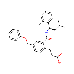 Cc1ccccc1[C@@H](CC(C)C)NC(=O)c1cc(COc2ccccc2)ccc1CCC(=O)O ZINC000045354990