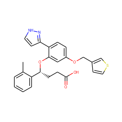 Cc1ccccc1[C@@H](CCC(=O)O)Oc1cc(OCc2ccsc2)ccc1-c1cc[nH]n1 ZINC000013780341