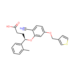 Cc1ccccc1[C@@H](CCC(=O)O)Oc1cc(OCc2ccsc2)ccc1C#N ZINC000000836457