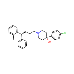 Cc1ccccc1[C@@H](CCCN1CCC(O)(c2ccc(Cl)cc2)CC1)c1ccccc1 ZINC000013674316