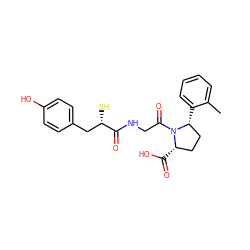 Cc1ccccc1[C@@H]1CC[C@H](C(=O)O)N1C(=O)CNC(=O)[C@@H](S)Cc1ccc(O)cc1 ZINC000013756726