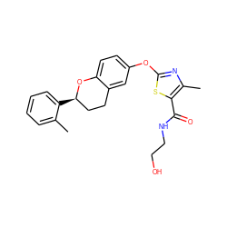 Cc1ccccc1[C@@H]1CCc2cc(Oc3nc(C)c(C(=O)NCCO)s3)ccc2O1 ZINC000169710721