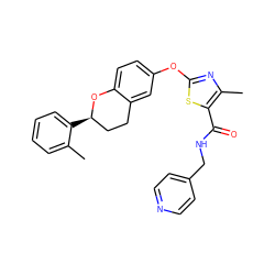 Cc1ccccc1[C@@H]1CCc2cc(Oc3nc(C)c(C(=O)NCc4ccncc4)s3)ccc2O1 ZINC000169688250