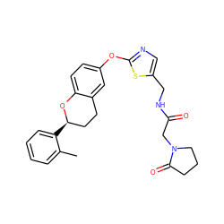 Cc1ccccc1[C@@H]1CCc2cc(Oc3ncc(CNC(=O)CN4CCCC4=O)s3)ccc2O1 ZINC000145669082