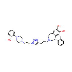 Cc1ccccc1[C@@H]1CN(CCCc2cn(CCCN3CCN(c4ccccc4O)CC3)nn2)CCc2cc(O)c(O)cc21 ZINC000049708636