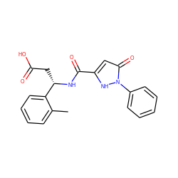 Cc1ccccc1[C@H](CC(=O)O)NC(=O)c1cc(=O)n(-c2ccccc2)[nH]1 ZINC000095556269