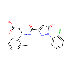 Cc1ccccc1[C@H](CC(=O)O)NC(=O)c1cc(=O)n(-c2ccccc2Cl)[nH]1 ZINC000095554574