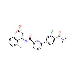 Cc1ccccc1[C@H](CC(=O)O)NC(=O)c1cccc(-c2ccc(C(=O)N(C)C)c(Cl)c2)n1 ZINC000261137303