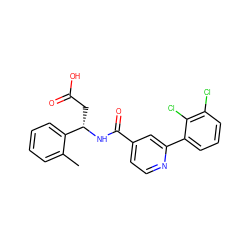 Cc1ccccc1[C@H](CC(=O)O)NC(=O)c1ccnc(-c2cccc(Cl)c2Cl)c1 ZINC000261174854