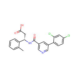 Cc1ccccc1[C@H](CC(=O)O)NC(=O)c1cncc(-c2ccc(Cl)cc2Cl)c1 ZINC000261189569