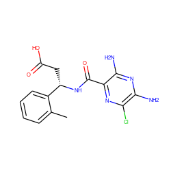 Cc1ccccc1[C@H](CC(=O)O)NC(=O)c1nc(Cl)c(N)nc1N ZINC000144429438