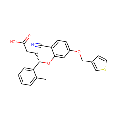 Cc1ccccc1[C@H](CCC(=O)O)Oc1cc(OCc2ccsc2)ccc1C#N ZINC000013780343