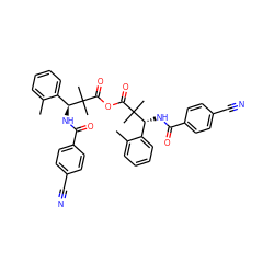 Cc1ccccc1[C@H](NC(=O)c1ccc(C#N)cc1)C(C)(C)C(=O)OC(=O)C(C)(C)[C@H](NC(=O)c1ccc(C#N)cc1)c1ccccc1C ZINC000037858483
