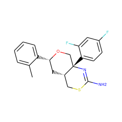 Cc1ccccc1[C@H]1C[C@H]2CSC(N)=N[C@@]2(c2ccc(F)cc2F)CO1 ZINC000221064284