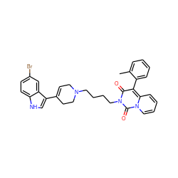 Cc1ccccc1-c1c(=O)n(CCCCN2CC=C(c3c[nH]c4ccc(Br)cc34)CC2)c(=O)n2ccccc12 ZINC000299855794