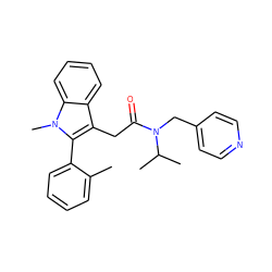 Cc1ccccc1-c1c(CC(=O)N(Cc2ccncc2)C(C)C)c2ccccc2n1C ZINC000000603694