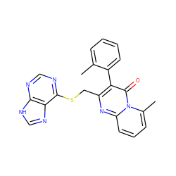 Cc1ccccc1-c1c(CSc2ncnc3[nH]cnc23)nc2cccc(C)n2c1=O ZINC000114790292