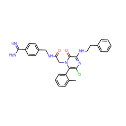 Cc1ccccc1-c1c(Cl)nc(NCCc2ccccc2)c(=O)n1CC(=O)NCc1ccc(C(=N)N)cc1 ZINC000013527088