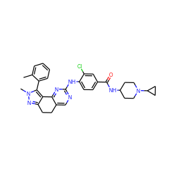 Cc1ccccc1-c1c2c(nn1C)CCc1cnc(Nc3ccc(C(=O)NC4CCN(C5CC5)CC4)cc3Cl)nc1-2 ZINC000141185384