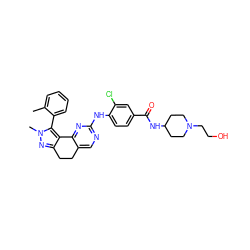 Cc1ccccc1-c1c2c(nn1C)CCc1cnc(Nc3ccc(C(=O)NC4CCN(CCO)CC4)cc3Cl)nc1-2 ZINC000169702460