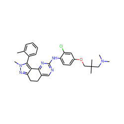 Cc1ccccc1-c1c2c(nn1C)CCc1cnc(Nc3ccc(OCC(C)(C)CN(C)C)cc3Cl)nc1-2 ZINC000169702503