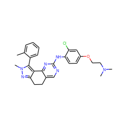 Cc1ccccc1-c1c2c(nn1C)CCc1cnc(Nc3ccc(OCCN(C)C)cc3Cl)nc1-2 ZINC000169702505