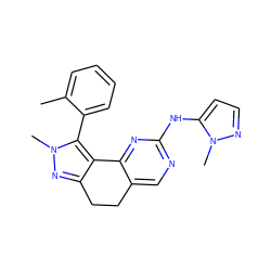 Cc1ccccc1-c1c2c(nn1C)CCc1cnc(Nc3ccnn3C)nc1-2 ZINC000143044440