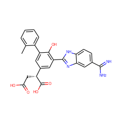 Cc1ccccc1-c1cc([C@@H](CC(=O)O)C(=O)O)cc(-c2nc3cc(C(=N)N)ccc3[nH]2)c1O ZINC000014955481