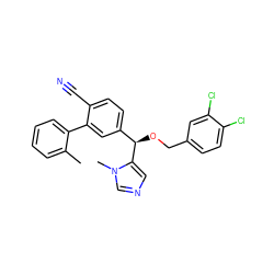 Cc1ccccc1-c1cc([C@@H](OCc2ccc(Cl)c(Cl)c2)c2cncn2C)ccc1C#N ZINC000028335190