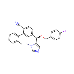 Cc1ccccc1-c1cc([C@@H](OCc2ccc(I)cc2)c2cncn2C)ccc1C#N ZINC000028348991