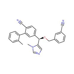 Cc1ccccc1-c1cc([C@@H](OCc2cccc(C#N)c2)c2cncn2C)ccc1C#N ZINC000028357696