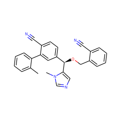 Cc1ccccc1-c1cc([C@@H](OCc2ccccc2C#N)c2cncn2C)ccc1C#N ZINC000028353909