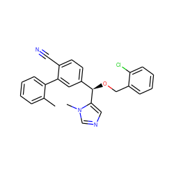 Cc1ccccc1-c1cc([C@@H](OCc2ccccc2Cl)c2cncn2C)ccc1C#N ZINC000028332280