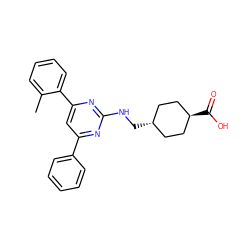 Cc1ccccc1-c1cc(-c2ccccc2)nc(NC[C@H]2CC[C@H](C(=O)O)CC2)n1 ZINC000299829503