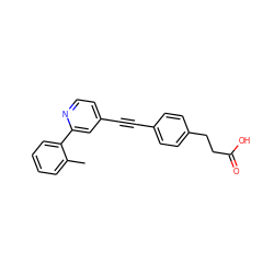 Cc1ccccc1-c1cc(C#Cc2ccc(CCC(=O)O)cc2)ccn1 ZINC000072114846