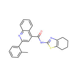 Cc1ccccc1-c1cc(C(=O)Nc2nc3c(s2)CCCC3)c2ccccc2n1 ZINC000002867670