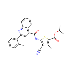 Cc1ccccc1-c1cc(C(=O)Nc2sc(C(=O)OC(C)C)c(C)c2C#N)c2ccccc2n1 ZINC000002081647