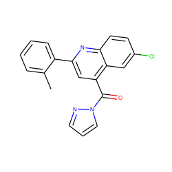 Cc1ccccc1-c1cc(C(=O)n2cccn2)c2cc(Cl)ccc2n1 ZINC000002867572