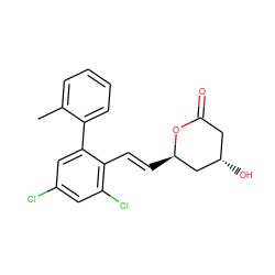 Cc1ccccc1-c1cc(Cl)cc(Cl)c1/C=C/[C@@H]1C[C@@H](O)CC(=O)O1 ZINC000029474896