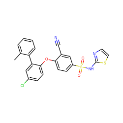 Cc1ccccc1-c1cc(Cl)ccc1Oc1ccc(S(=O)(=O)Nc2nccs2)cc1C#N ZINC000095583127