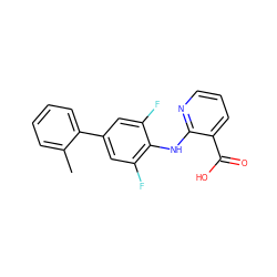 Cc1ccccc1-c1cc(F)c(Nc2ncccc2C(=O)O)c(F)c1 ZINC000072284414