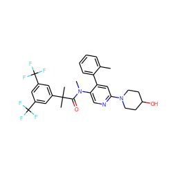 Cc1ccccc1-c1cc(N2CCC(O)CC2)ncc1N(C)C(=O)C(C)(C)c1cc(C(F)(F)F)cc(C(F)(F)F)c1 ZINC000028571620