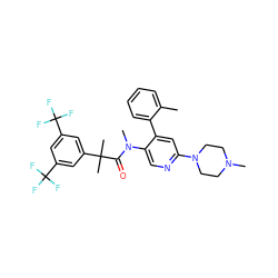 Cc1ccccc1-c1cc(N2CCN(C)CC2)ncc1N(C)C(=O)C(C)(C)c1cc(C(F)(F)F)cc(C(F)(F)F)c1 ZINC000011681563