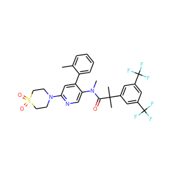 Cc1ccccc1-c1cc(N2CCS(=O)(=O)CC2)ncc1N(C)C(=O)C(C)(C)c1cc(C(F)(F)F)cc(C(F)(F)F)c1 ZINC000028572046