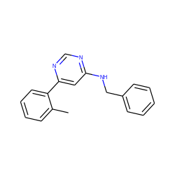 Cc1ccccc1-c1cc(NCc2ccccc2)ncn1 ZINC000004239221