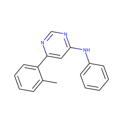 Cc1ccccc1-c1cc(Nc2ccccc2)ncn1 ZINC000004258389