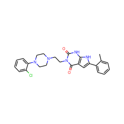 Cc1ccccc1-c1cc2c(=O)n(CCN3CCN(c4ccccc4Cl)CC3)c(=O)[nH]c2[nH]1 ZINC000101034489