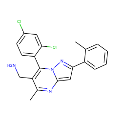 Cc1ccccc1-c1cc2nc(C)c(CN)c(-c3ccc(Cl)cc3Cl)n2n1 ZINC000035951057