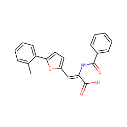 Cc1ccccc1-c1ccc(/C=C(\NC(=O)c2ccccc2)C(=O)O)o1 ZINC000028522400